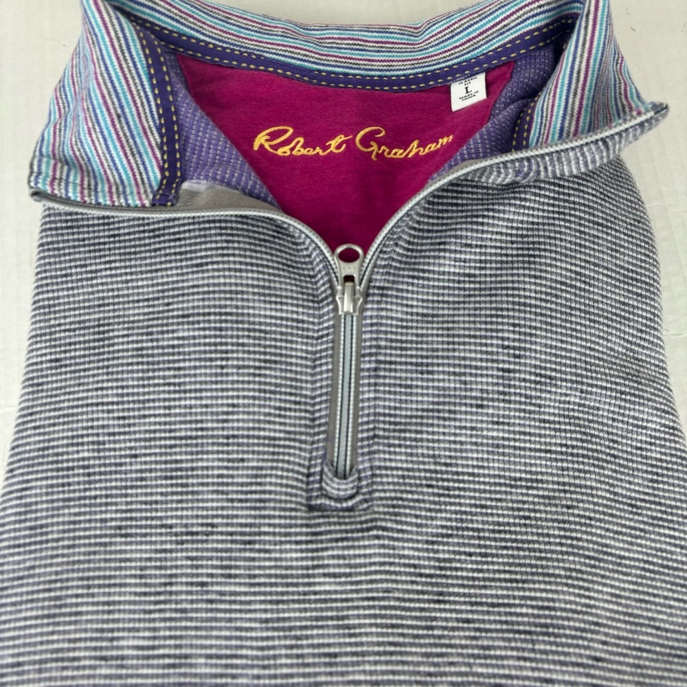 Robert Graham 1/4 zip grey knit pullover top-Men’s classic fit-Large